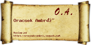 Oracsek Ambró névjegykártya